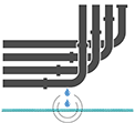 Tuyaux d'eau réfrigérée et colonnes