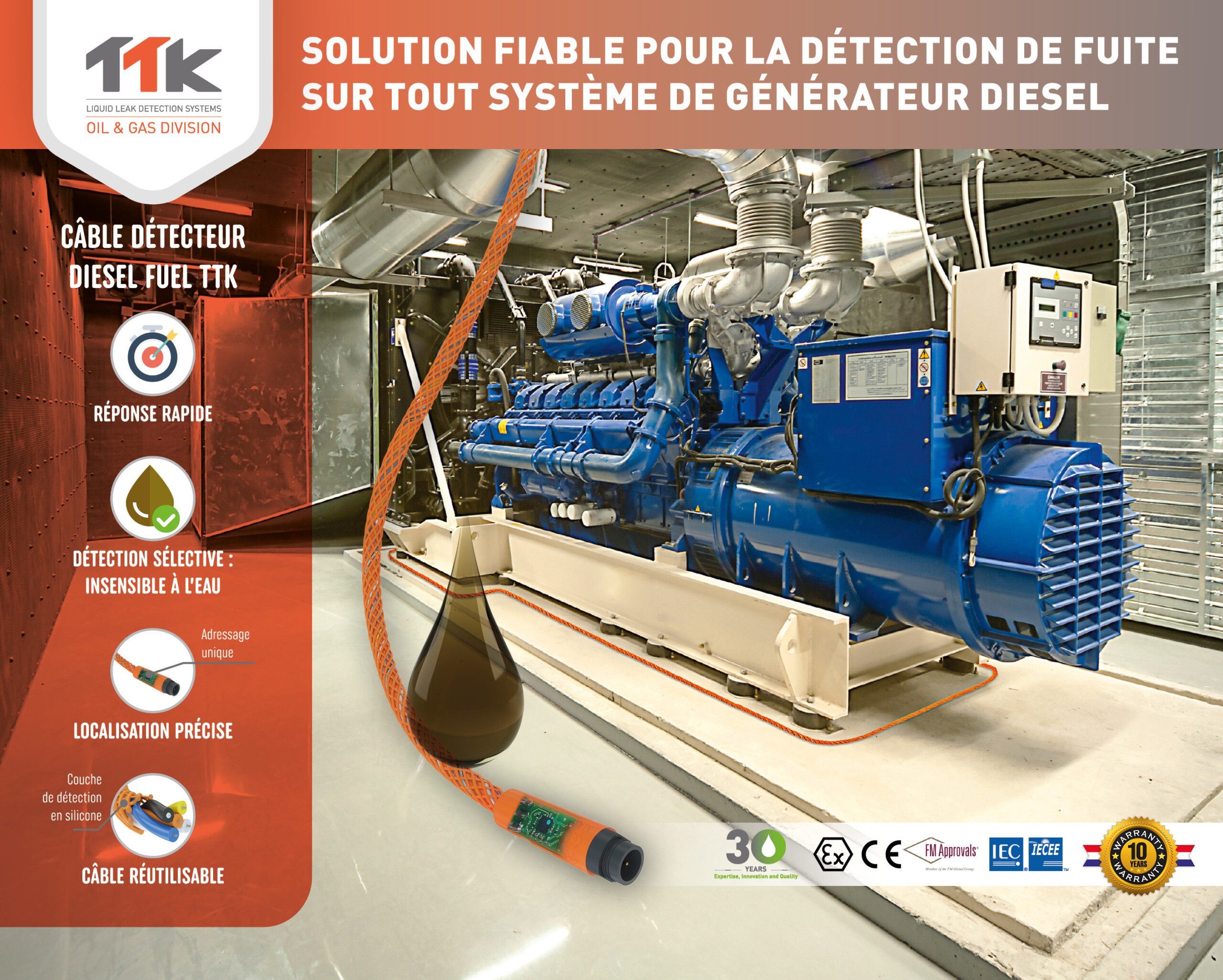 Solution fiable pour la détection de fuite de TTK sur tout système de générateur diesel